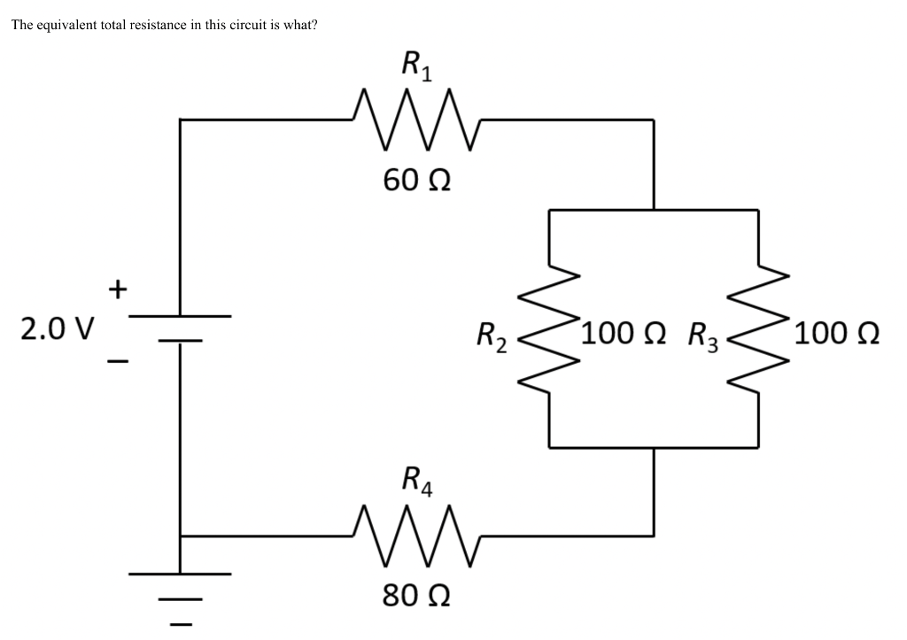 Solved The equivalent total resistance in this circuit is | Chegg.com