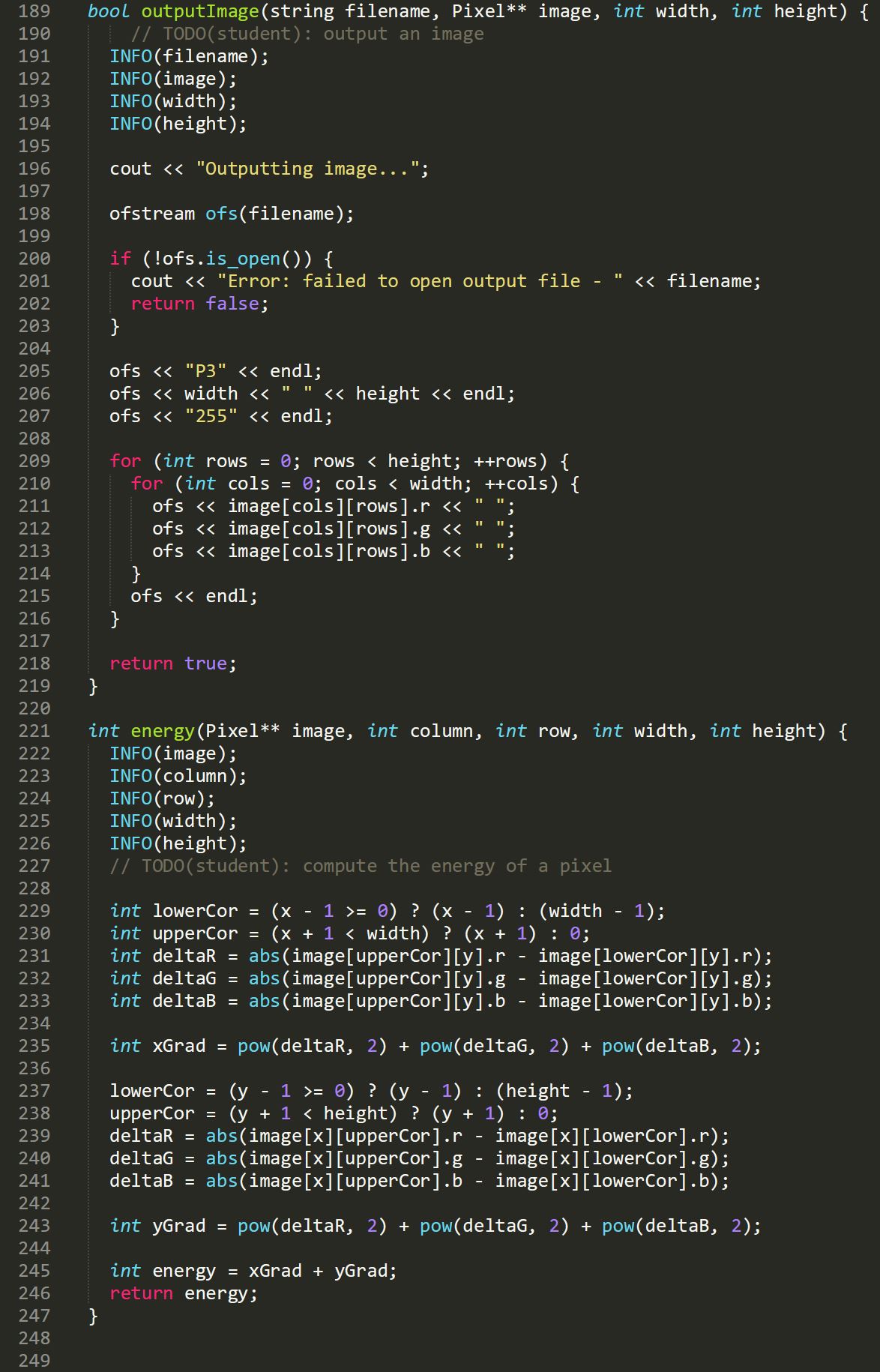 Programming Assignment 7: Seam Carving