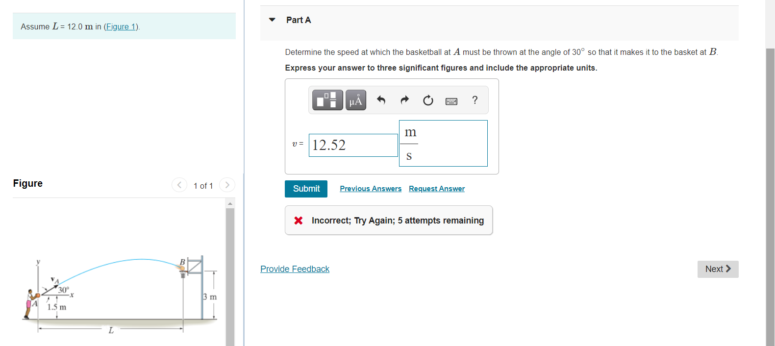 Solved Part A Assume L = 12.0 M In (figure 1). Determine The 