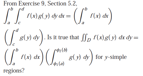 Solved From Exercise 9 Section 5 2 B Ed F X G Y Dy Dx Chegg Com