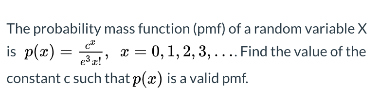 Solved The probability mass function pmf of a random Chegg