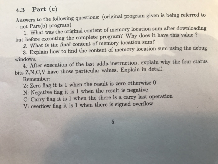 4.3 Part (c) Answers to the following questions: | Chegg.com