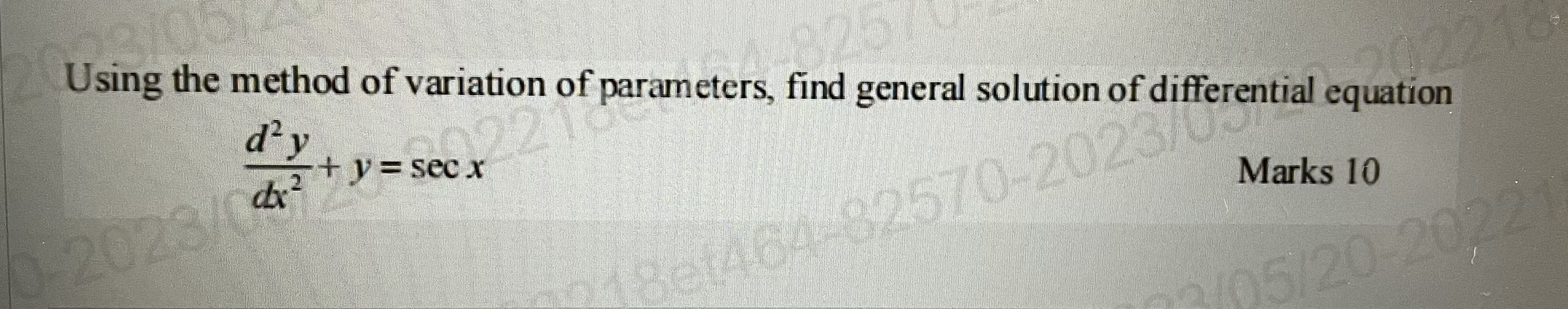 Solved Using the method of variation of parameters, find | Chegg.com
