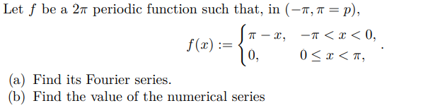 Solved Let f be a 2\pi periodic function such that, in | Chegg.com