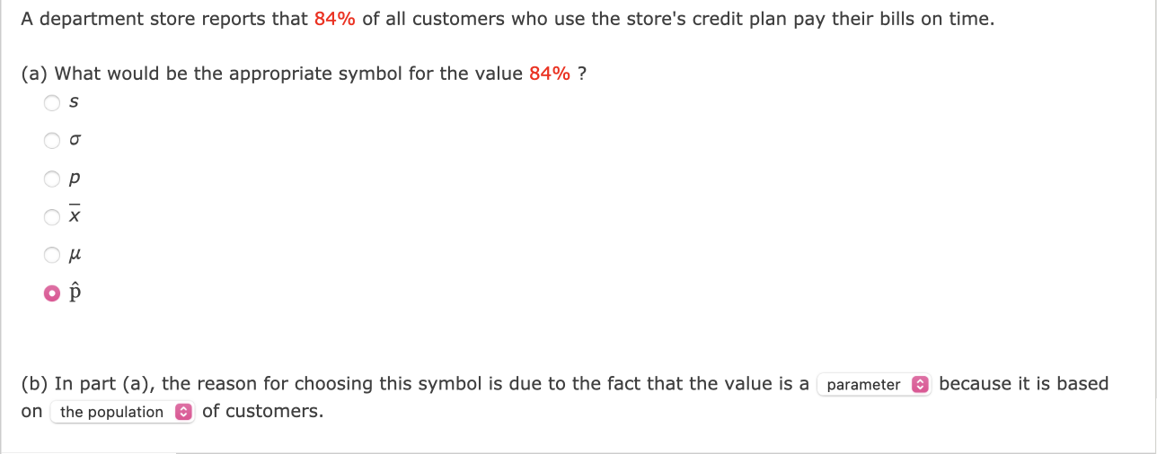 Solved A department store reports that 84% of all customers | Chegg.com