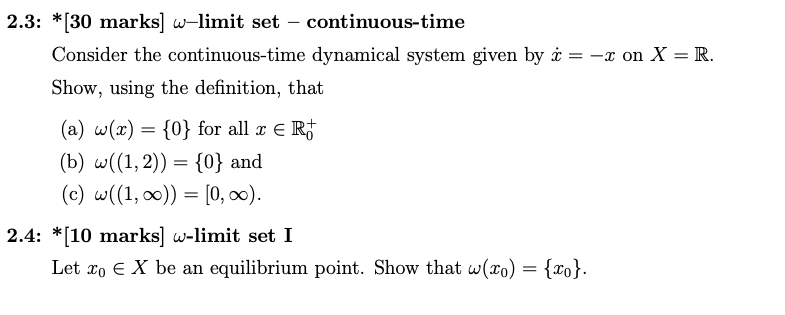 Solved Dynamical Systems: ω–limit set – | Chegg.com