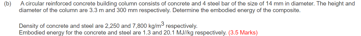 Solved b) A circular reinforced concrete building column | Chegg.com