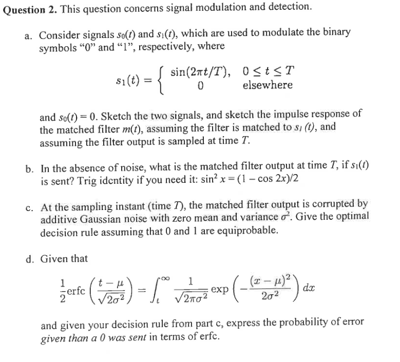 Solved Question 2. This question concerns signal modulation | Chegg.com