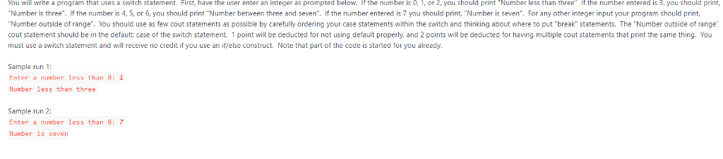 Solved You will write a program that uses a switch | Chegg.com