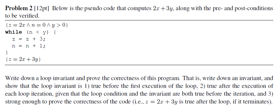 Solved Problem 2 [12pt] Below is the pseudo code that | Chegg.com