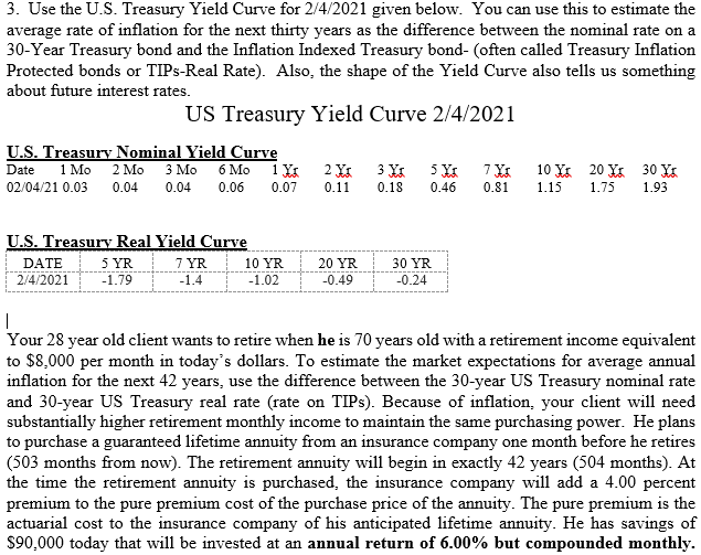 3 Use The U S Treasury Yield Curve For 2 4 21 Chegg Com