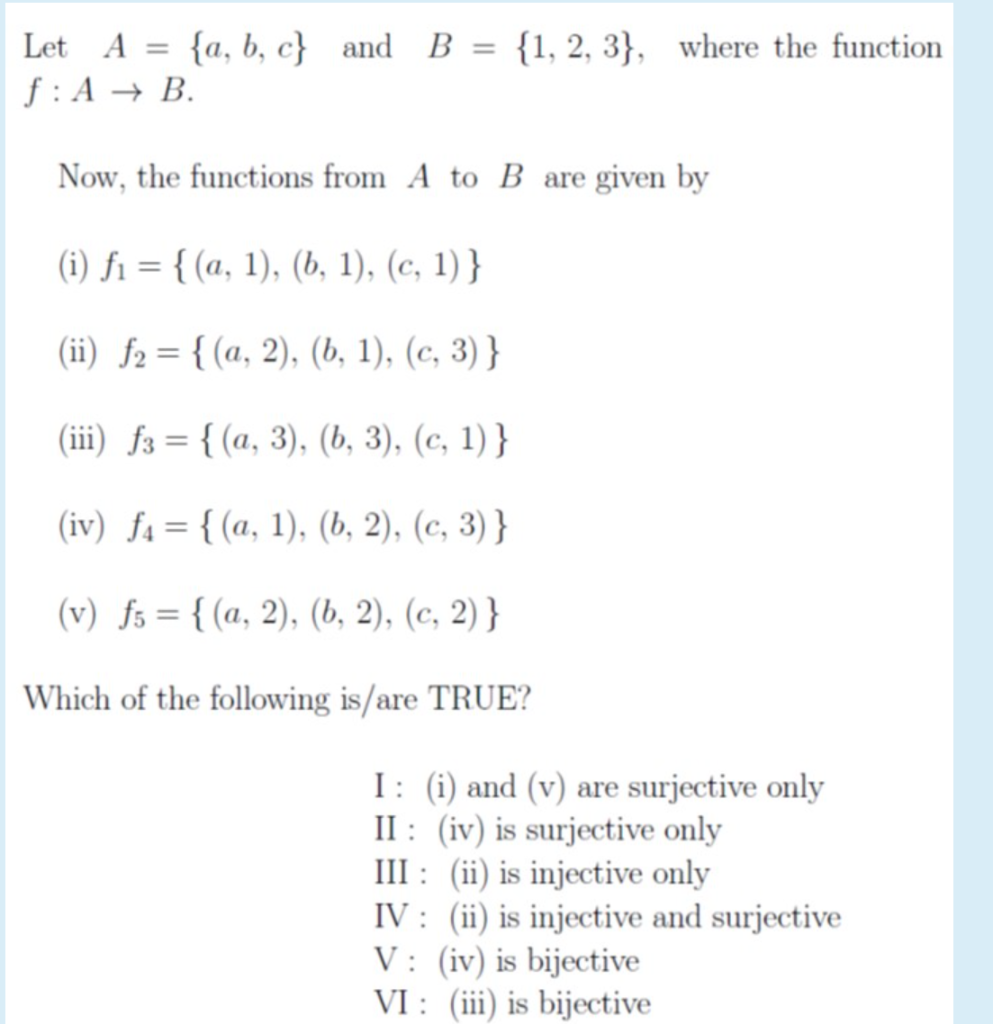 Solved Let A = {a, b, c} and B = {1, 2, 3}, where the | Chegg.com