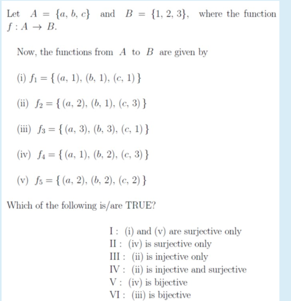 Solved Let A = {a, B, C} And B = {1, 2, 3}, Where The | Chegg.com