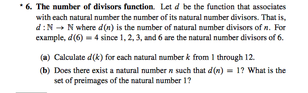 Solved 6. The Number Of Divisors Function. Let D Be The | Chegg.com