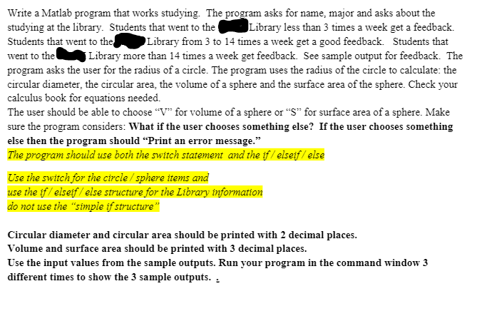 Solved In MATLAB, the sphere and circle items have to be | Chegg.com