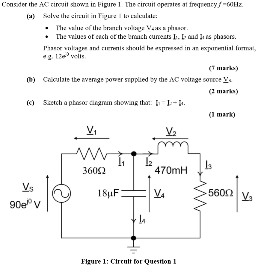 Solved Consider the AC circuit shown in Figure 1. The | Chegg.com