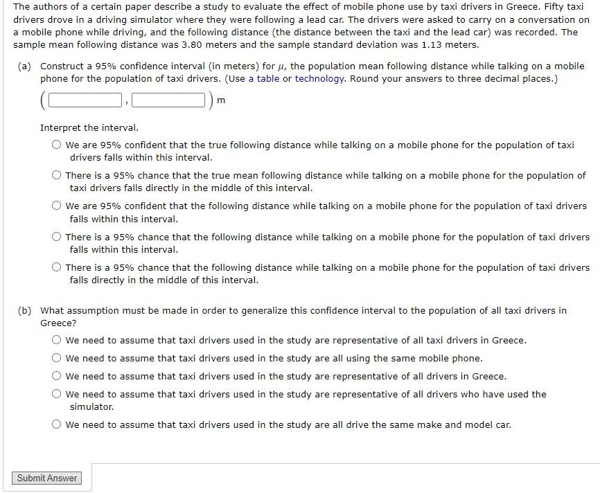 Solved a The authors of a certain paper describe a study to | Chegg.com