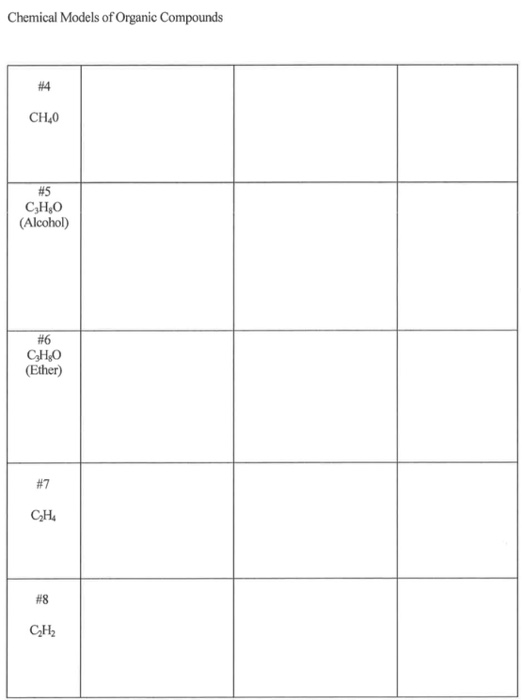 Solved Chemical Models of Organic Compounds Name Date Data