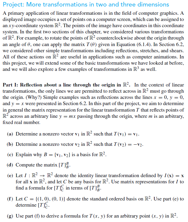 Solved Project: More transformations in two and three | Chegg.com
