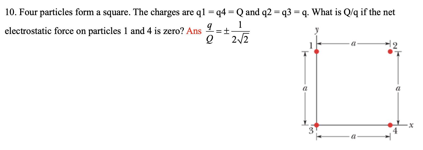 Solved Four Particles Form A Square The Charges Are Q1q4q 9000