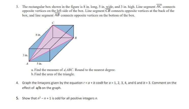 Solved 3. The rectangular box shown in the figure is 8 in. | Chegg.com
