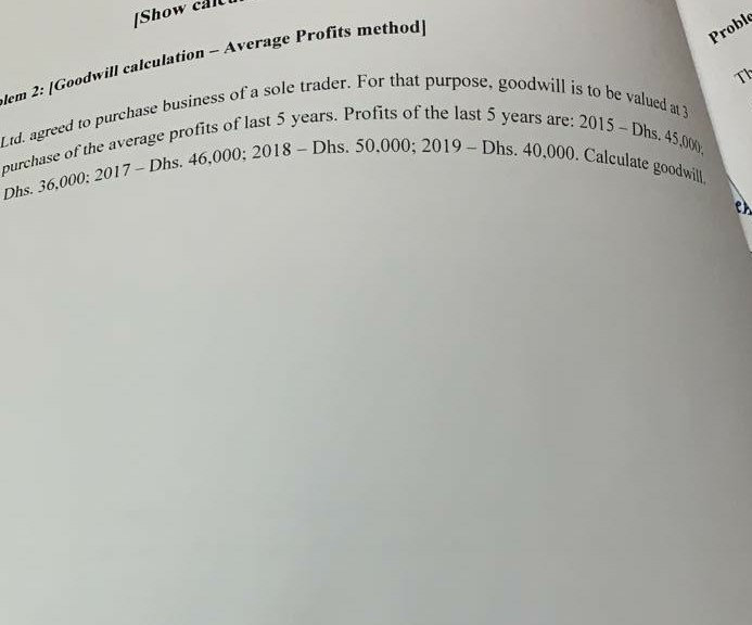 Solved [Show call de Profits method] Proble 7. Goodwill | Chegg.com