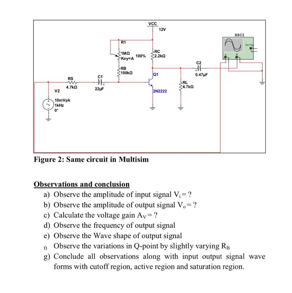 Solved Experiment 1: Study of common-Emitter Amplifier i. Circuit Diagram