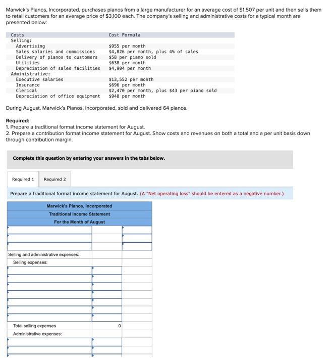 Solved Marwick’s Pianos, Incorporated, purchases pianos from | Chegg.com