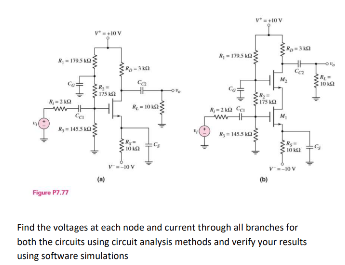 Solved Find the voltages at each node and current through | Chegg.com
