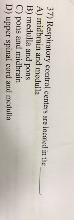 Solved 37) Respiratory Control Centers Are Located In The A) 