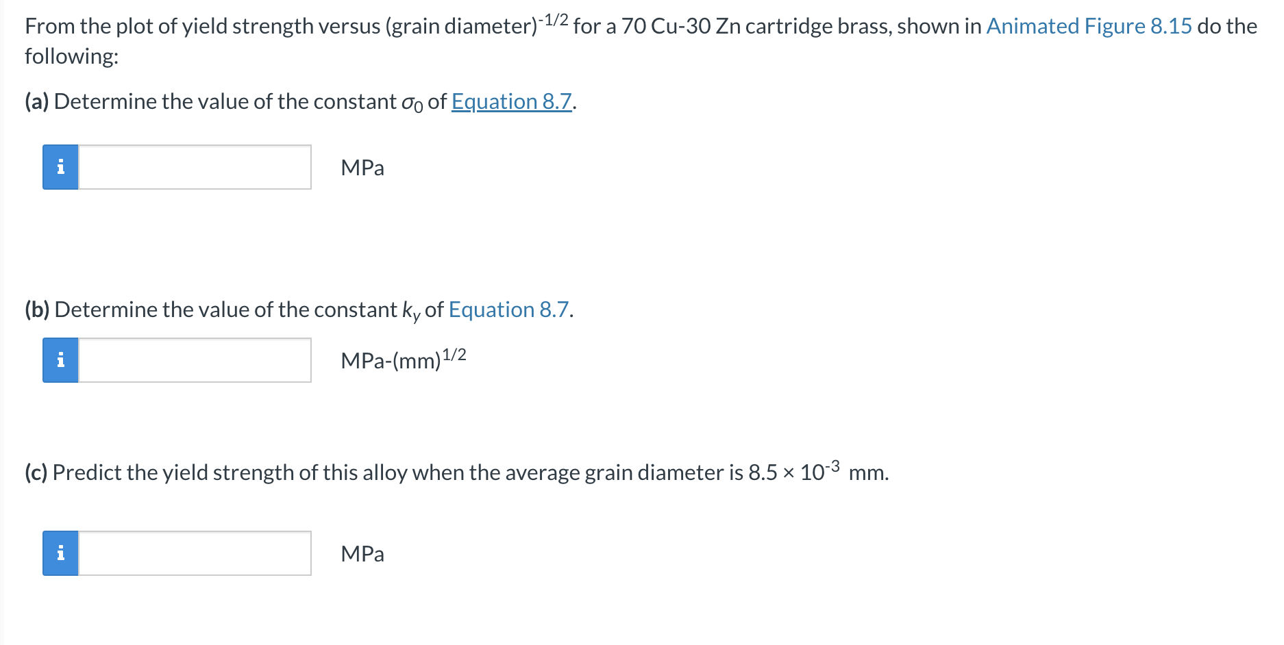 From The Plot Of Yield Strength Versus (grain | Chegg.com