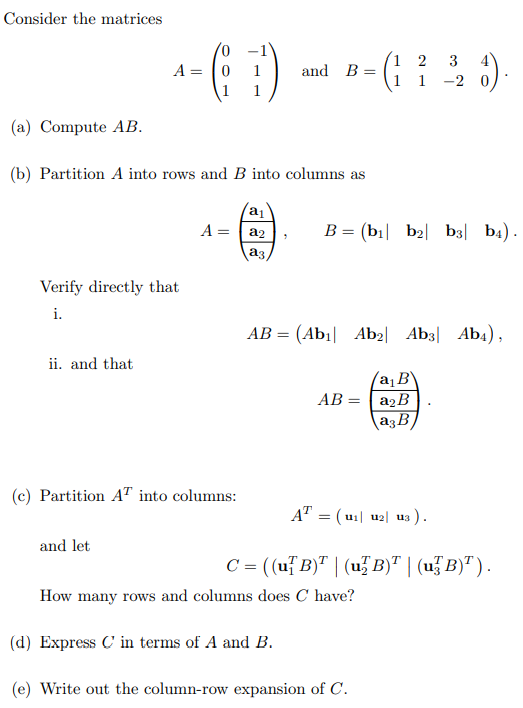 Solved Consider The Matrices A= 0 And B= 1 1 1 2 1 1 (a) | Chegg.com