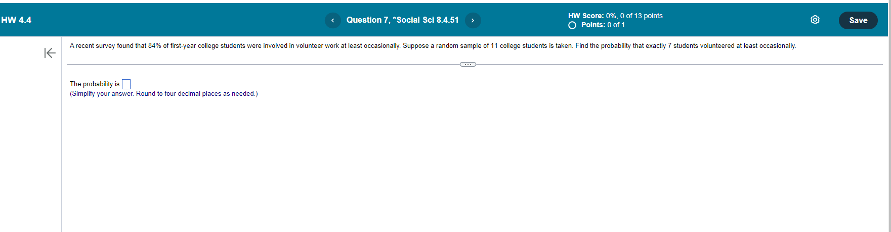 Solved The Probability Is Simplify Your Answer Round To Chegg