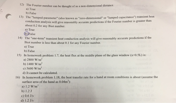 Solved The Fourier number can be thought of as a | Chegg.com