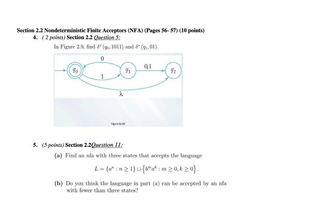 Solved Section 2.2 Nondeterministic Finite Acceptors (NFA) | Chegg.com