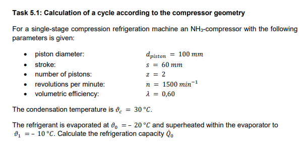 Task 5.1: Calculation of a cycle according to the | Chegg.com