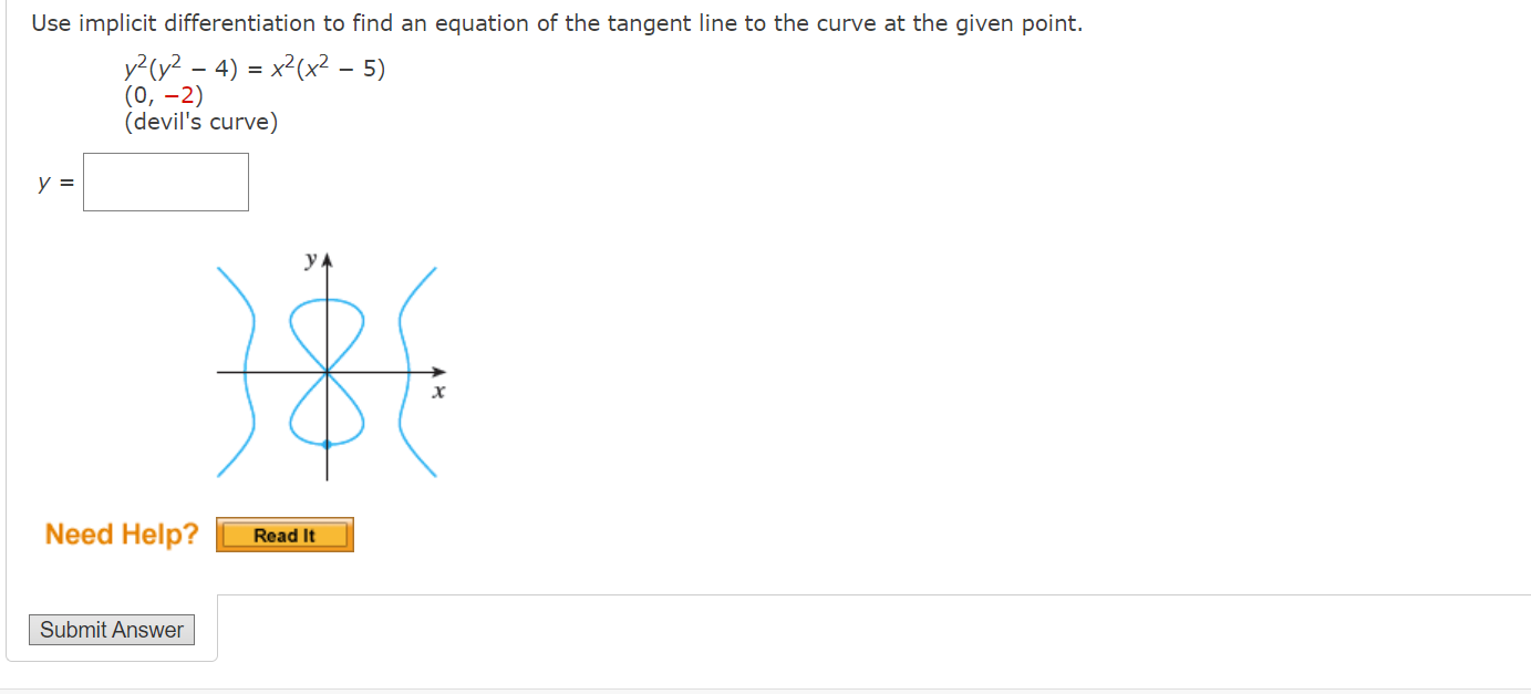 Solved y2(y2−4)=x2(x2−5)(0,−2) (devil’s curve) | Chegg.com