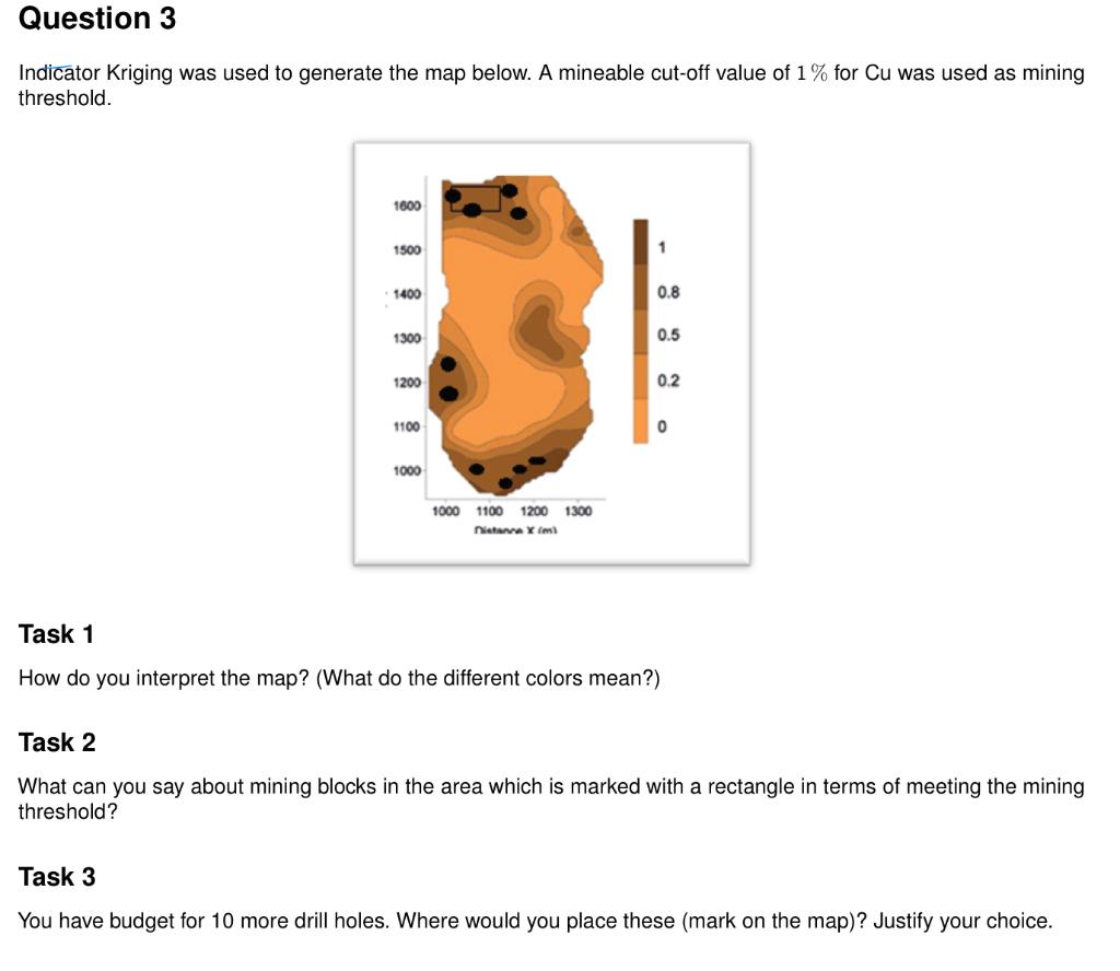 Solved Indicator Kriging was used to generate the map below.