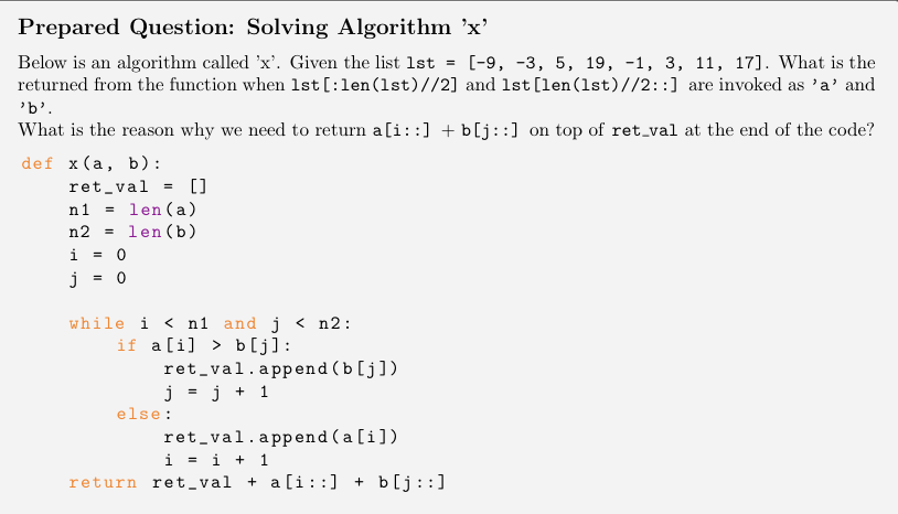 Solved Prepared Question: Solving Algorithm 'x' Below is an | Chegg.com