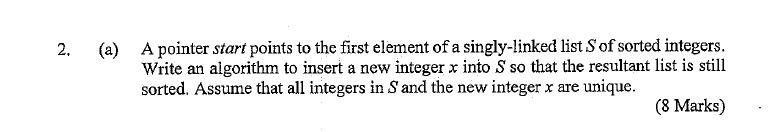 Solved 2. (a) A pointer start points to the first element of | Chegg.com