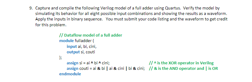 Solved 9. Capture and compile the following Verilog model of | Chegg.com