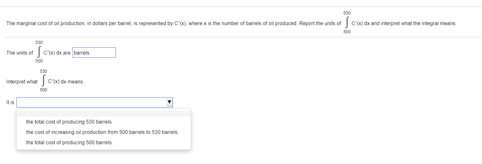 Solved 530 The Marginal Cost Of Oil Production In Dollars Chegg Com