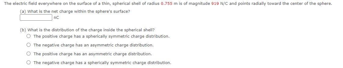 Solved The electric field everywhere on the surface of a | Chegg.com