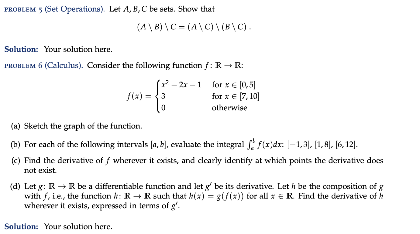 Solved PROBLEM 5 (Set Operations). Let A,B,C Be Sets. Show | Chegg.com