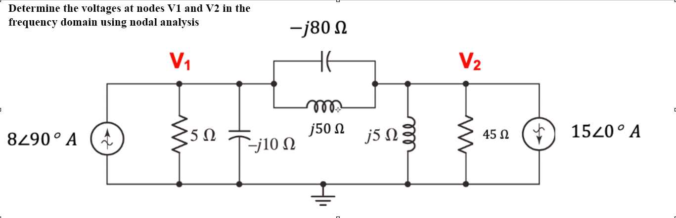 Solved Determine the voltages at nodes V1 and V2 in the | Chegg.com