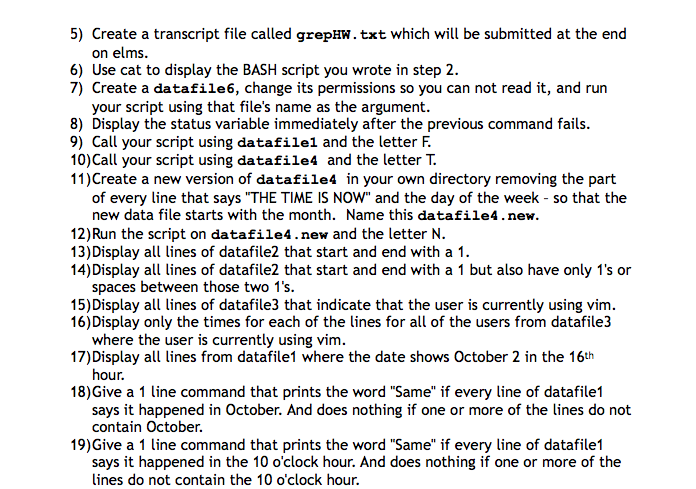 5 Create A Transcript File Called Grepow Txt Which Chegg Com