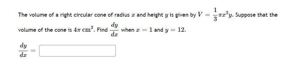 solved-the-volume-of-a-right-circular-cone-of-radius