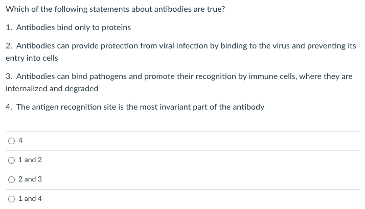 Solved Which of the following statements about antibodies | Chegg.com