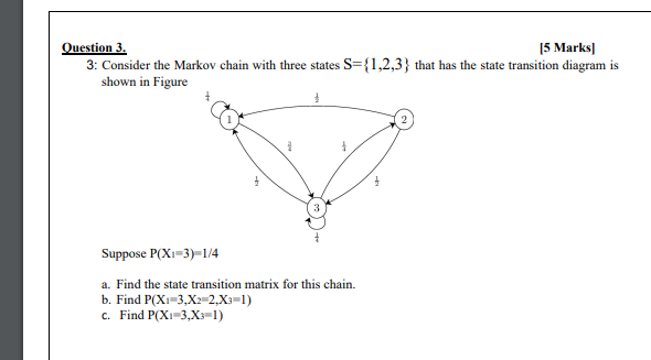 Solved Question 3. 15 Marks 3: Consider the Markov chain | Chegg.com