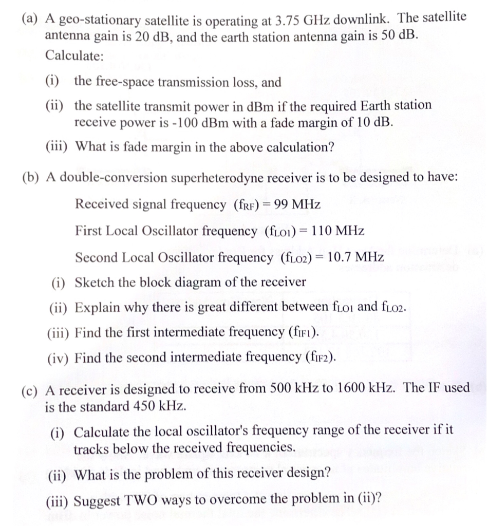 (a) A geostationary satellite is operating at 3.75